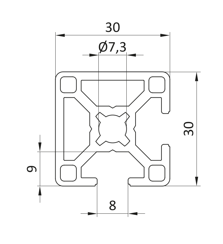Profil aluminiowy 30x30 2N90 [8]